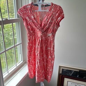 Boden Red and White Midi Dress